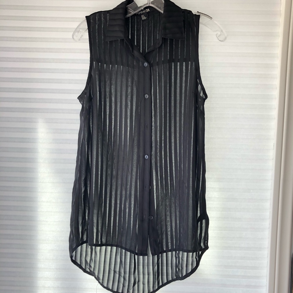 Sheer striped blouse black